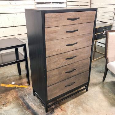 Tall Gray &amp; Black Wooden Chest of Drawers
