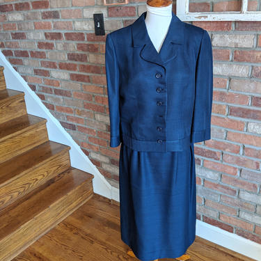 Vintage 1950's Blue Skirt Suit Set by Adele 