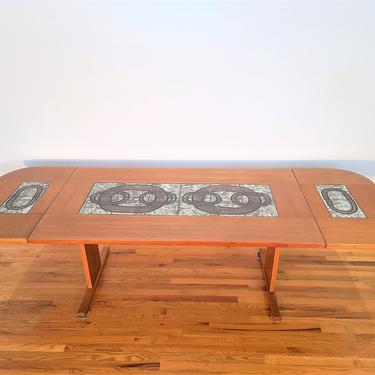 Mid Century Made in Denmark Gangsø Møbler Teak Tile Top Dining Table, Expandable to 103 Inches 