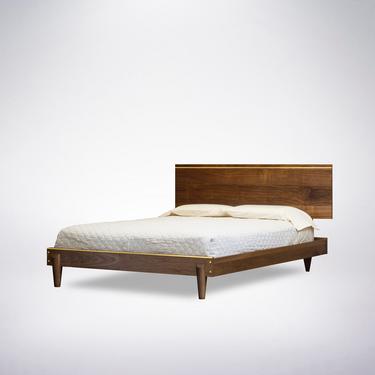 Wood Bed - Solid Wood Bed - Platform Bed - Apollo-brass bar detail 
