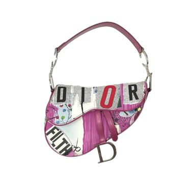 Dior Pink Filth Logo Saddle Bag