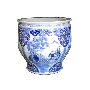 Chinese Blue White Oriental Flower People Scenery Porcelain Pot cs6026E 