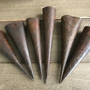 Antique Iron Cones, Garden Tool Parts, Architectural Salvage, Farmhouse 