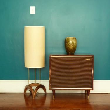 Vintage MCM Stereo Speaker Magnavox Cabinet Mid Century Modern - Vintage Audio 
