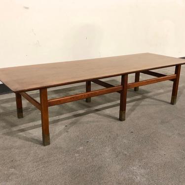 Founders Walnut and Brass Coffee Table 1960s Mid Century Modern after Harvey Probber 