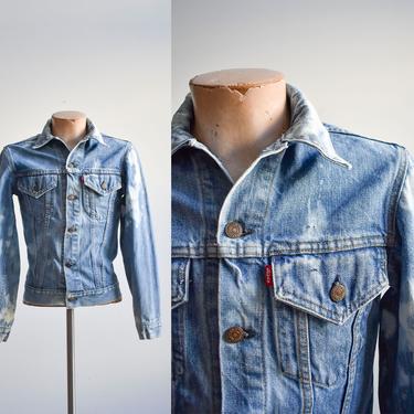 Vintage Levis Bleached Medium Wash Blue Jean Jacket 