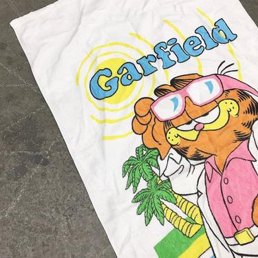 Vintage Beach Towel Retro 1970s Garfield + Jim Davis + Size 50x26 + Miami Vice + United Feature Syndicate Inc + Comic + Outdoor Accessory 