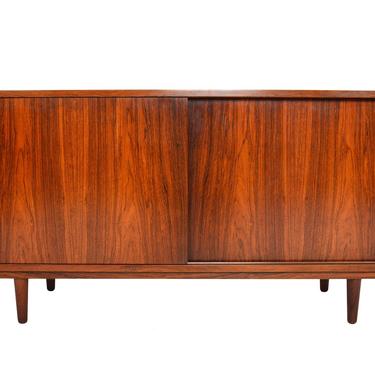 Danish Modern Mid Century Rosewood Sliding Door Credenza by Hundevad and Co 