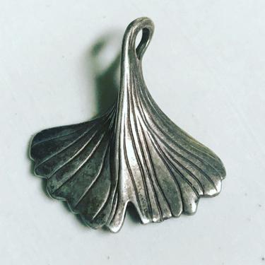 Vintage Sterling Ginko Leaf Pendant Silver 925 Healing Love Estate Jewelry 