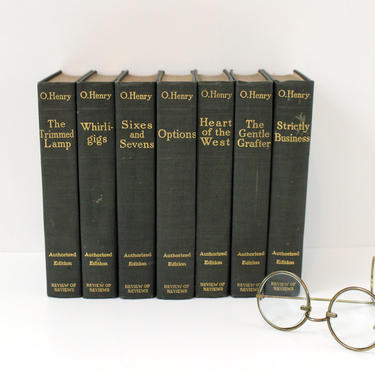 7 volume O. Henry book collection - Review of Reviews collector edition -  1915 antique green hardcovers 