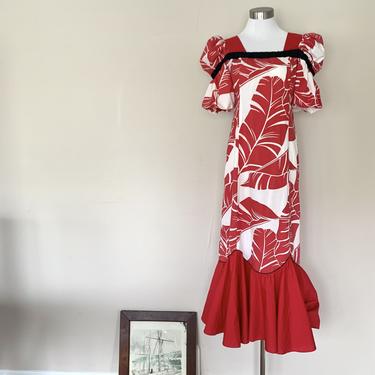 Red, White &amp; Black Hawaiiana Dress