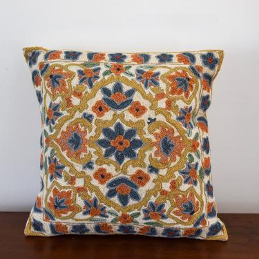 Crewel Embroidered Pillow 