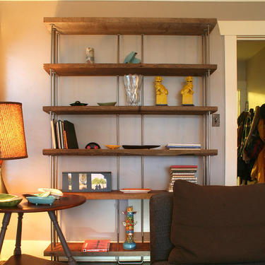 CUSTOM RESERVE for Mary - book shelf from reclaimed wood and recycled steel - bookcase, shelving - modern industrial - wild wood 