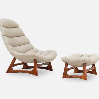 Adrian Pearsall Channel Tufted Lounge Chair with Ottoman for Craft Associates