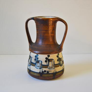 Vintage Mid-Century Modern Hand Painted Jug Vase by Israeli Artist, Azaz for Harsa Israel 