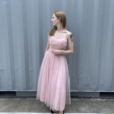 1960s Lorrie Deb Pink Prom Dress