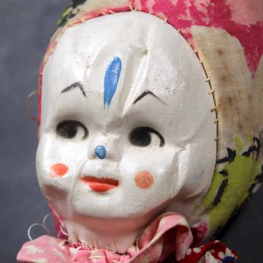 Vintage Yo Yo Handmade Doll, circa 1970s - Adorable 14&quot; Vintage Clown Doll - Quilt Fabric Doll - Vintage Yo Yo Doll | FREE SHIPPING 