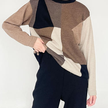Beige Color Block Sweater (M)