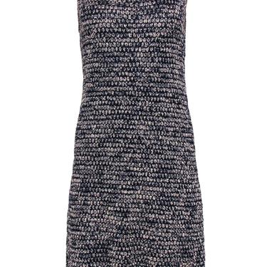 Chanel - Pink & Blue Knit Marbled Tweed Sheath Dress Sz 10