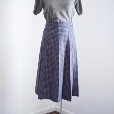 1950s Pleated Purple Plaid Skirt - S 