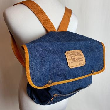 Vintage Levi's backpack~ dark denim 1970's levis brand tote Vintage Levi's backpack~ dark denim 1970's levis brand tote