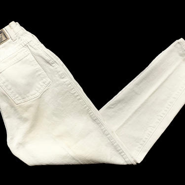 Vintage 1980s/1990s Women's BONJOUR Off White Jeans ~ measure 23 x 27 / size 00 / Extra Small ~ Tapered Leg ~ 23 Waist 
