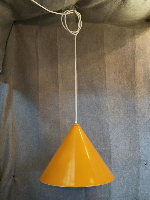 Mid Century Louis Poulsen Orange Conical Billard Pendant Light