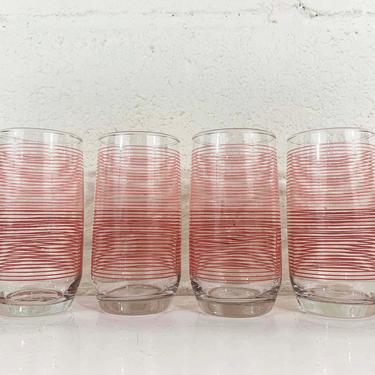 Vintage Mid Century Striped Anchor Hocking Glasses Ombre Pink White Tumbler Glasses 1960s Barware Set of 4 Barware Glassware Cocktail Juice 