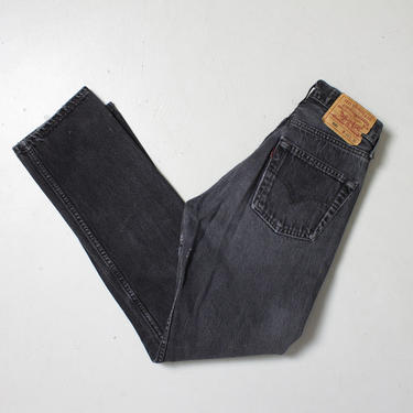 Vintage Levi's 501 JEANS - Black Denim Loose Fit Straight Leg Mom Jeans 30&amp;quot; x 28&amp;quot; 