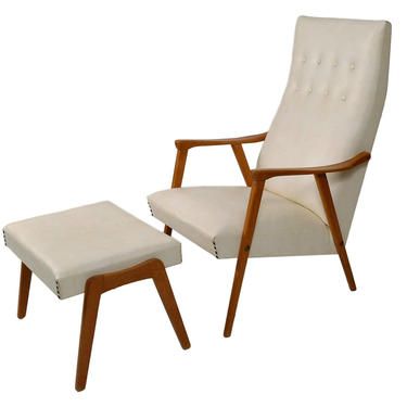 Danish Modern Lounge Chair With Foot Stool 