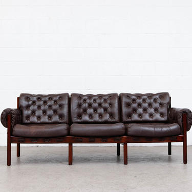 Arne Norell Style Tufted Leather Sofa by Relling