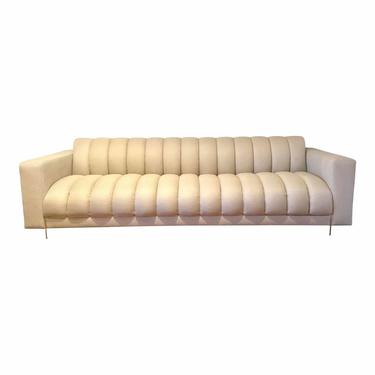 Caracole Signature Modern White Linen Blend Channeled Sofa