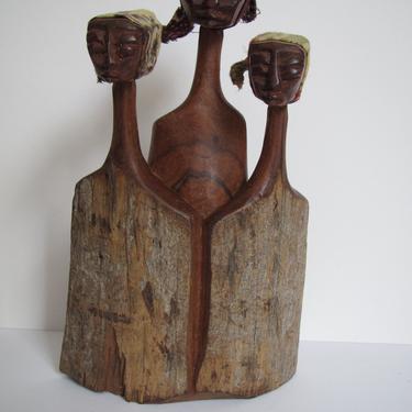 African Carving of Tribal Women, Wood 