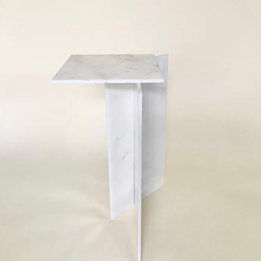 Italian Marble Cantilever Side Table made in Studio by African American Designer Blake Alexander 