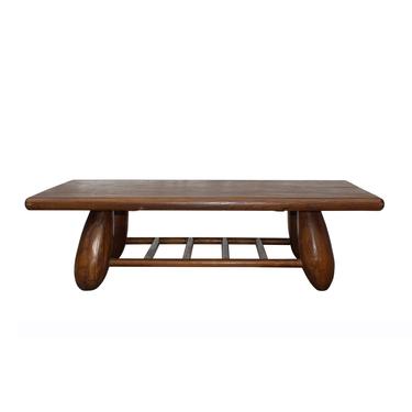 Heavy Thick Rustic Natural Wood  Rectangular Low Coffee Table With Oval Legs n403S