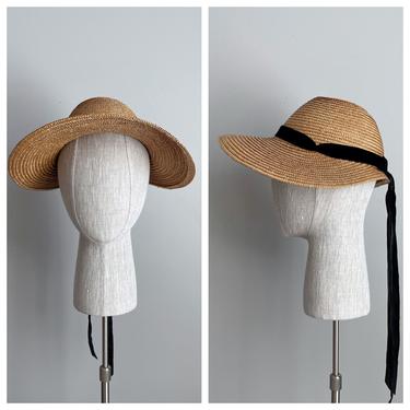 Vintage 40s &amp;quot;Gone With the Wind&amp;quot; Straw Bonnet Hat 
