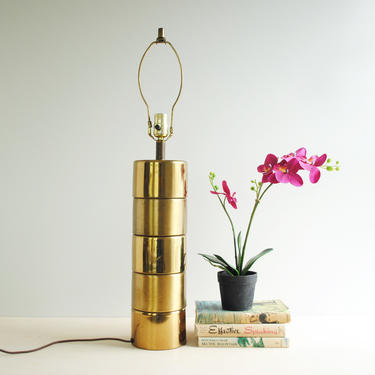 Vintage Tall Brass Table Lamp, Mid Century Brass Lamp, Gold Lamp 