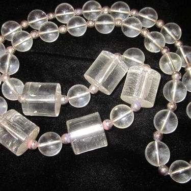 Vintage Hand Strung Acrylic/Lucite and Sterling Silver Beaded Necklace 