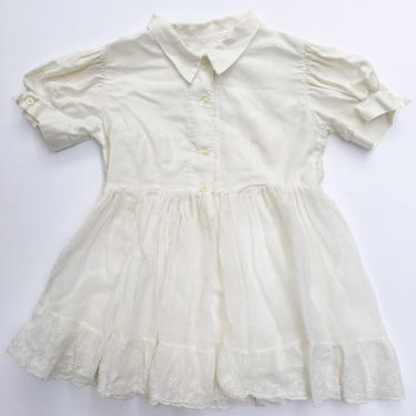 vintage 1940s Toddler's White Sheer Dress / 2T 
