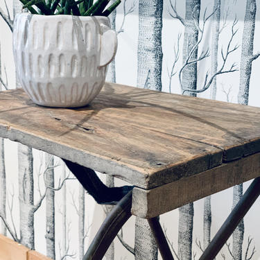 Vintage Folding Table | Bar Height Table | Small Bar Table | Microwave Stand | Printer Stand | Entryway Table | Reclaimed Wood Table 