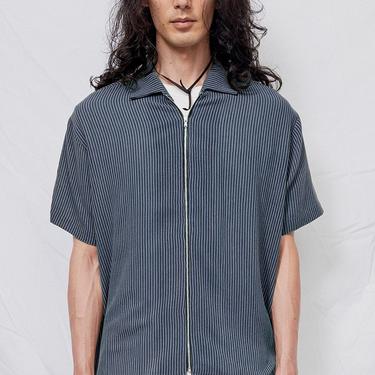 Blue Stripe Zip Camp Shirt