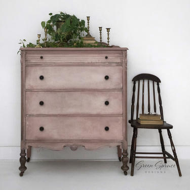 Pink Painted Dresser, Vintage Chest of Drawers 
