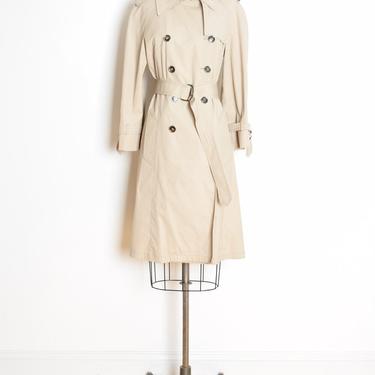 vintage 70s trench coat khaki beige spy jacket calico belted military M London Fog clothing 
