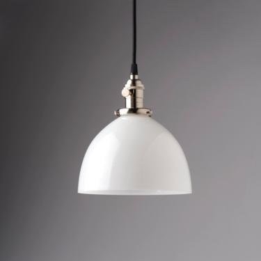 Factory 2nds, Clearance  * Milk/White Glass Pendant Light Fixture 8&quot; Glass Dome  **handblown glass made in america** 