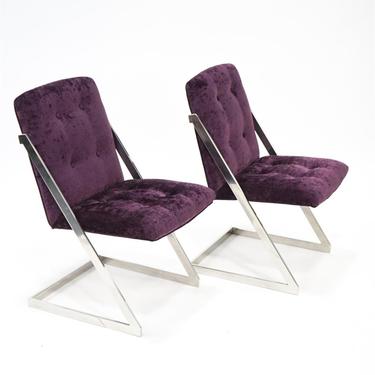 Pair Flair Purple Upholstered Cantilevered Chairs
