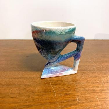 Vintage Post Modern Coffee Mug Signed Studio Ceramics Glazed Artwork 