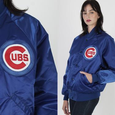 Chicago Cubs Starter Jacket / Vintage 80s Cubbies Satin Jacket / Pro Line MLB Baseball Bomber Jacket Unisex Large L 