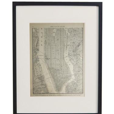 Vintage Framed City Map, Lower Manhattan