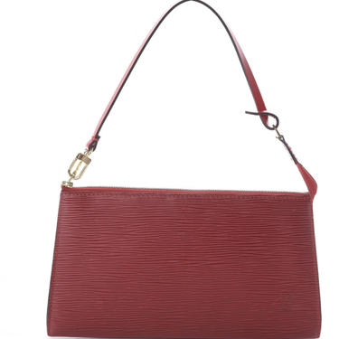 Vintage LOUIS VUITTON LV Monogram Dk Red Epi Leather Pochette Mini Shoulder Bag 