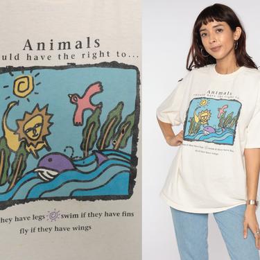 90s  Animal Rights Shirt Wildlife T Shirt Ark Trust Inc Tee 90s Animal T Shirt Graphic Tshirt 1990s Lion Whale Bird Extra Large xl 